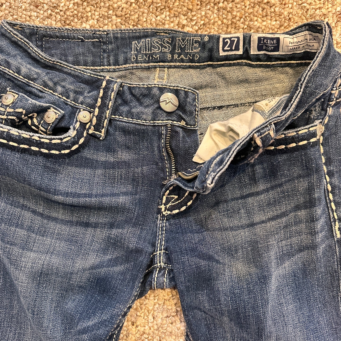 Miss Me Irene Bootcut Low Rise Jeans Flap Pocket Y2K Womens Sz 27