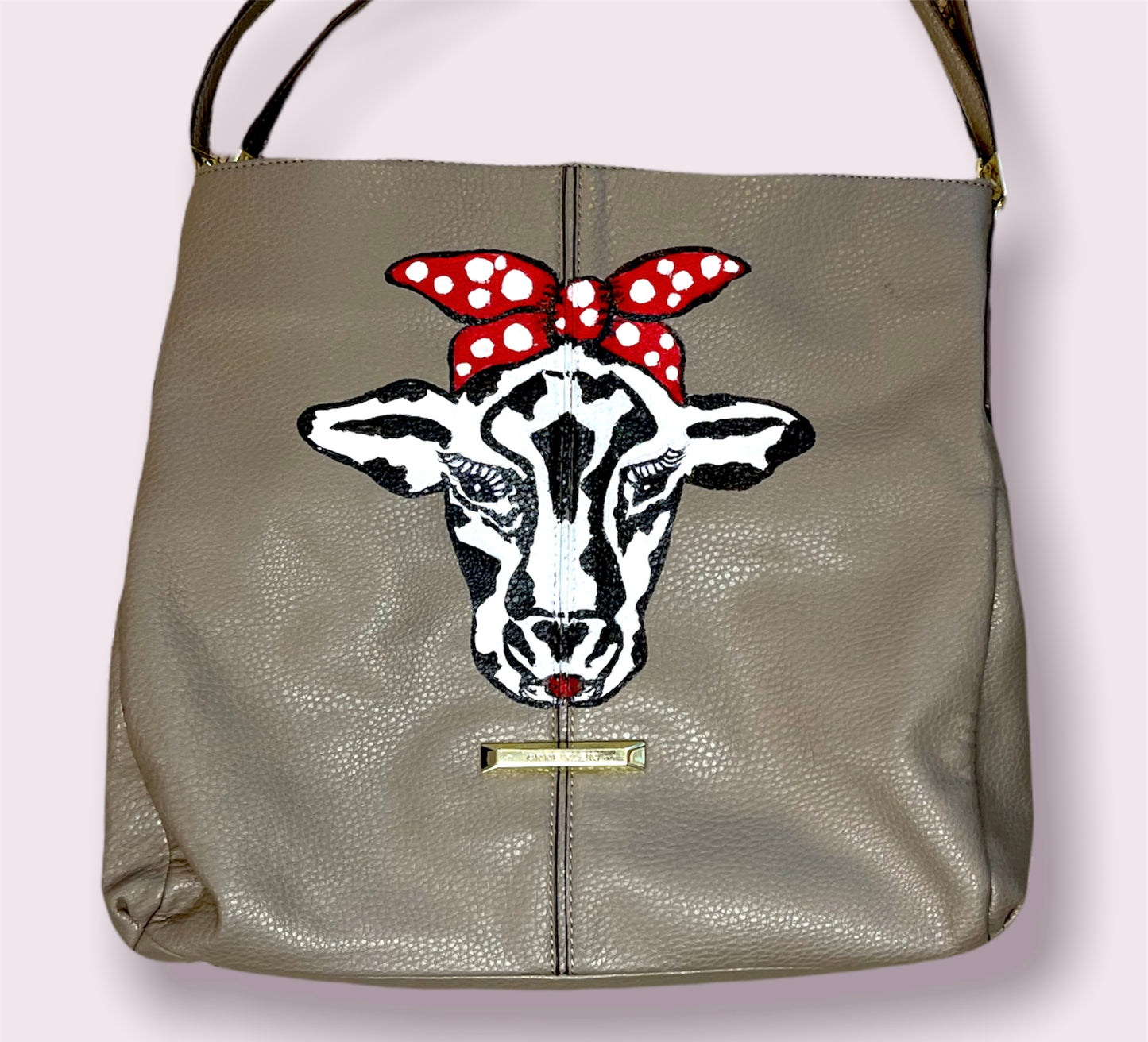 COW handpainted upcycled refashioned handbag purse