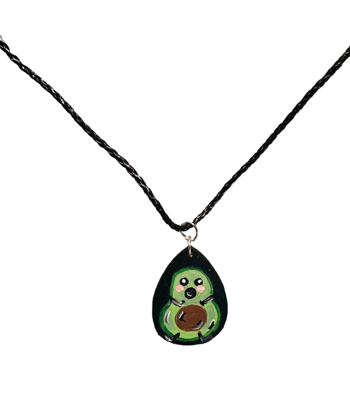 Cute Avocado Hand Painted Handmade Art Necklace OOAK