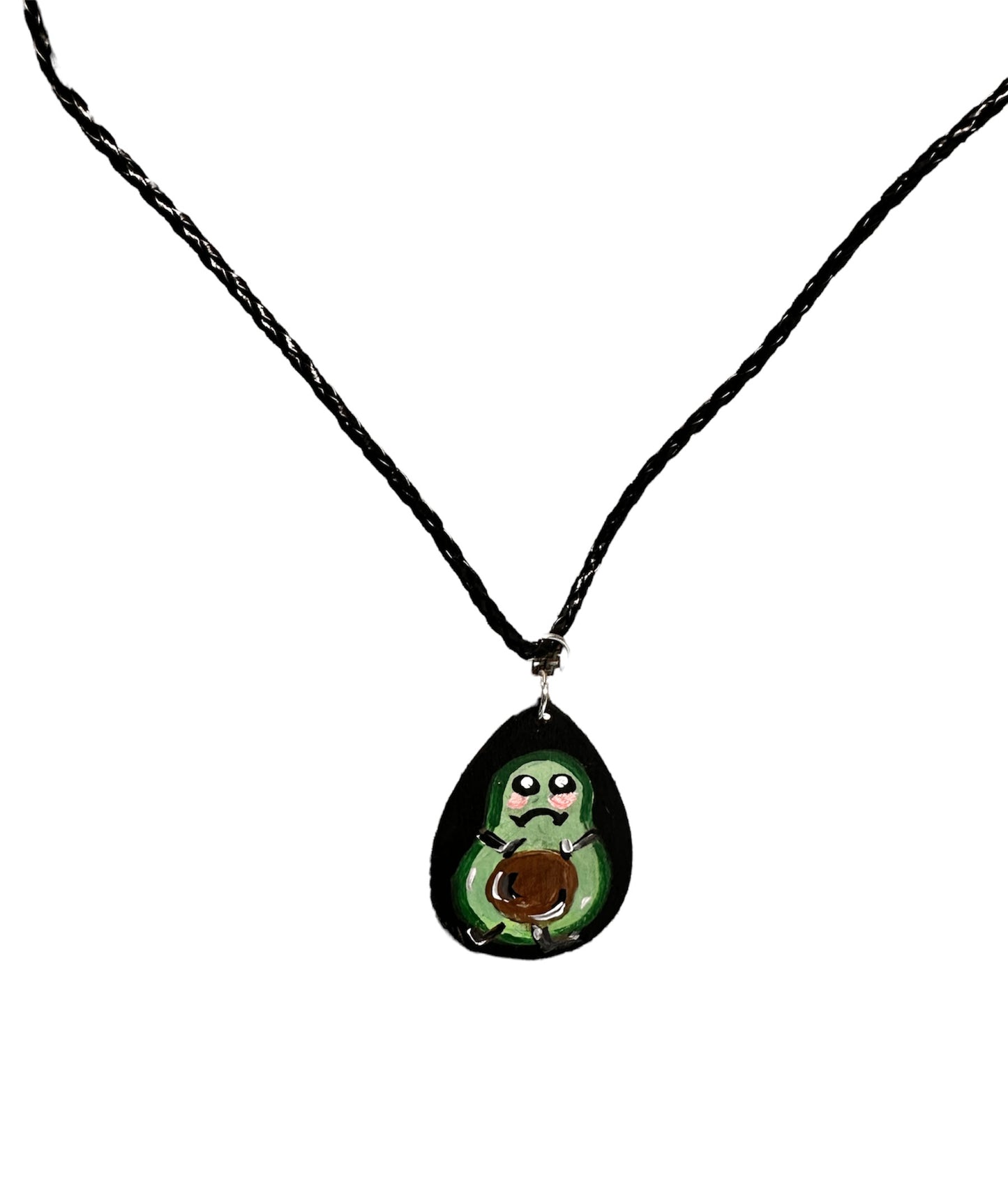 Cute Avocado Hand Painted Handmade Art Necklace OOAK