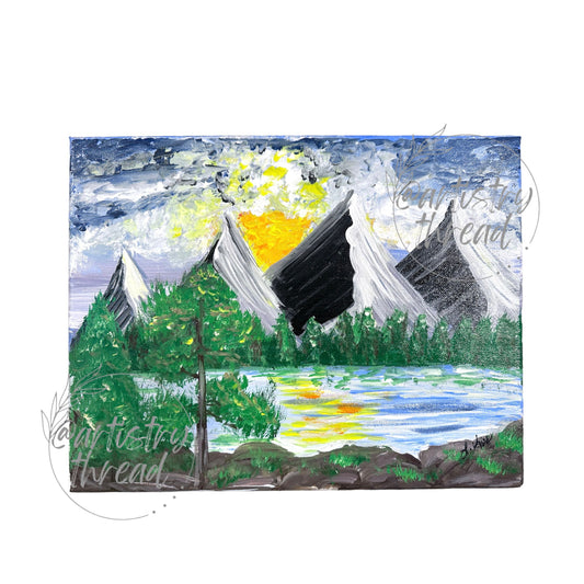 Original Acrylic Painting on Canvas Mountain Scenery